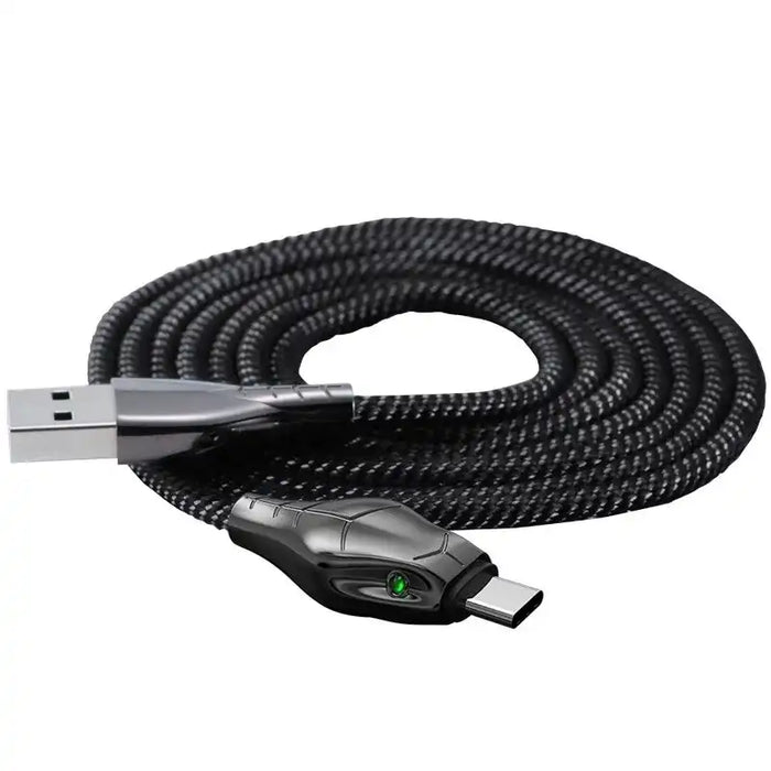 Black Mamba Nylon-Braided 1.2m USB Cable | USB-A to Type-C | Data Sync & Fast Charging Cable - 1