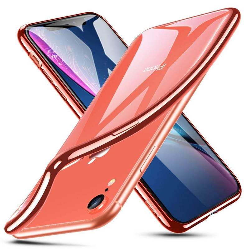 iPhone XR Slim Clear Soft TPU Case coral frame