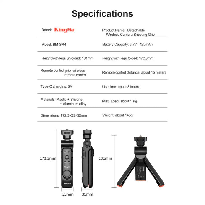 KingMa BM-SR4 | Sony Canon Nikon and other Cameras | Detachable Bluetooth Camera Shooting Grip - 6