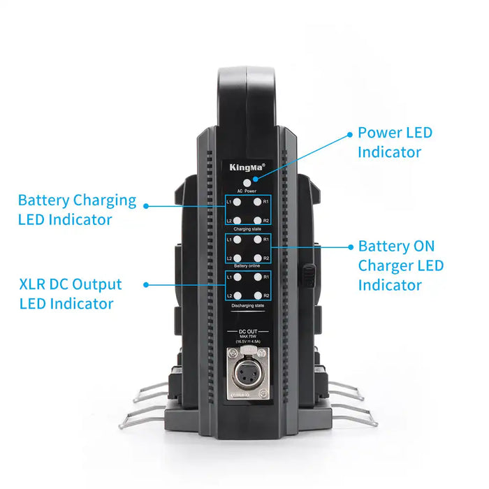 KingMa BP-4CH Charger | V-Mount | 4-Channel | AC/DC | LED - 3