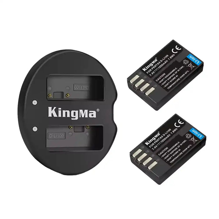 KingMa D-Li109 Set | Pentax | 1050mAh Battery | Dual Charger | LED - 1