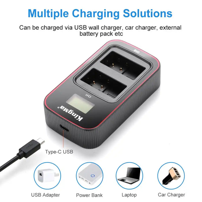 KingMa DMW-BLC12 Charger | Panasonic | Dual Slot | LCD - 3