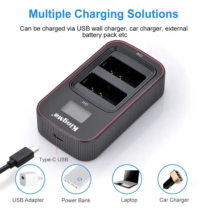 KingMa DMW-BLE9 & DMW-BLG10 Charger | Panasonic | Dual Slot | LCD - 3