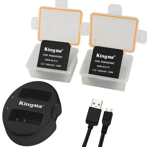 KingMa DMW-BLE9 / DMW-BLG10 Set | Panasonic | 1000mAh Battery | Dual Slot Charger | LED - 2