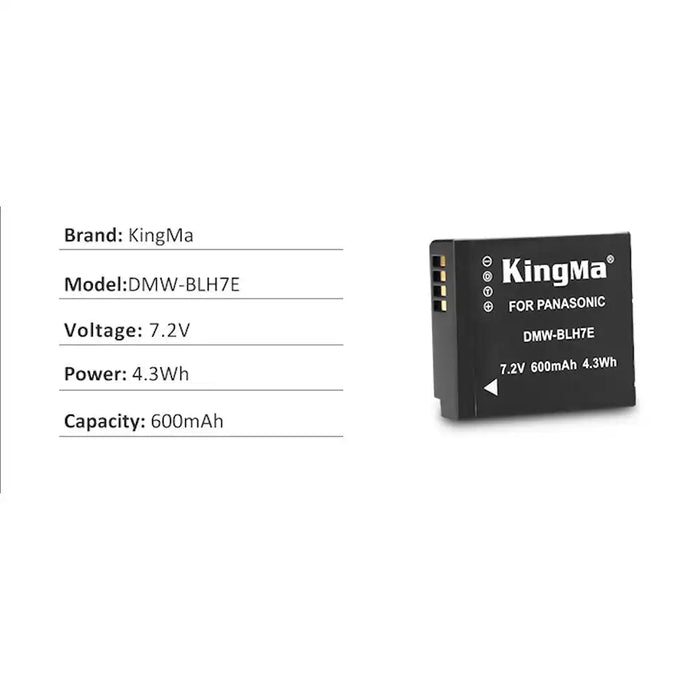 KingMa DMW-BLH7E | Panasonic | 600mAh | Replacement Battery - 2