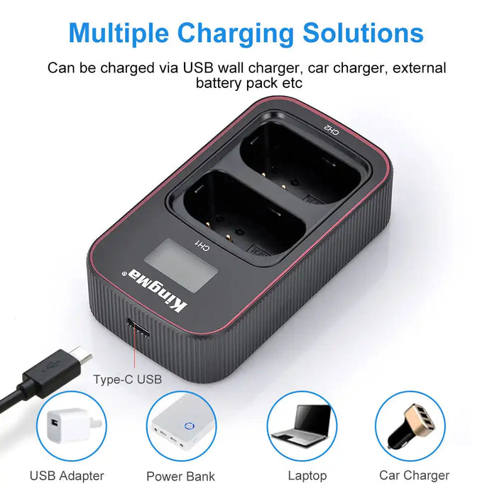 KingMa DMW-BLJ31 Charger | Panasonic | Dual Slot | LCD - 3