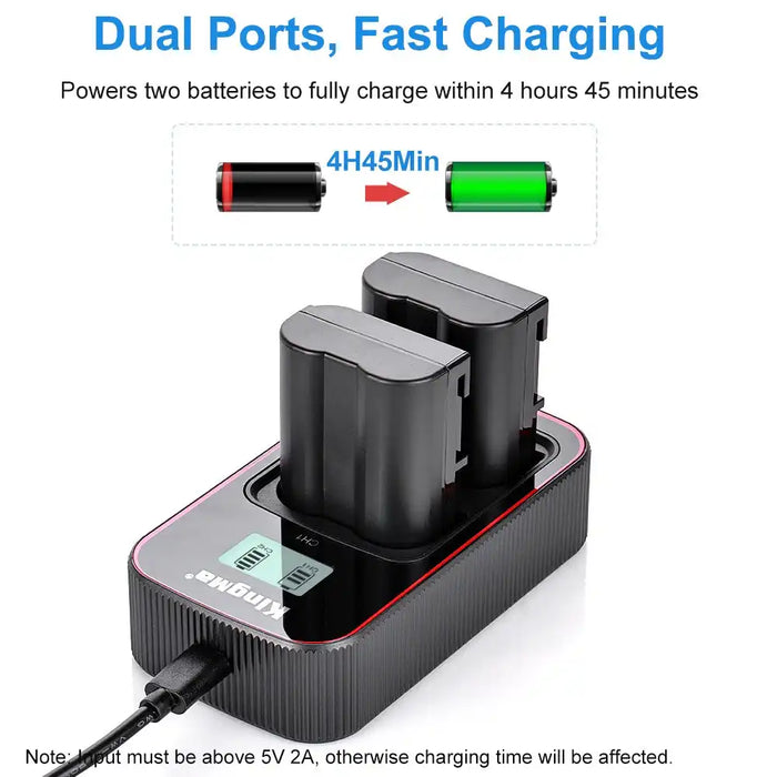 KingMa EN-EL15 Set | Nikon | 1960mAh Battery | Dual Charger | LCD - 3