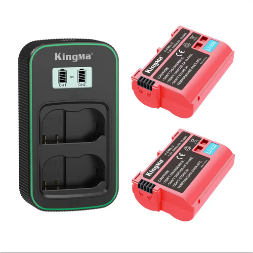 KingMa EN-EL15 Set | Nikon | 2400mAh Battery | Fast Dual Charger | LCD - 1