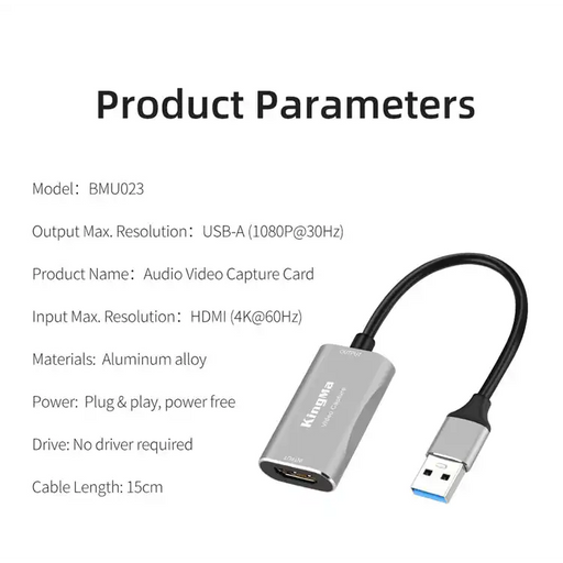 KingMa BMU023 | Capture Card | HDMI to USB-A 3.0 | 4K - 2