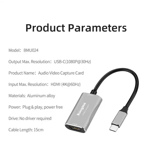 KingMa BMU024 | Capture Card | HDMI to USB-C | 4K - 2