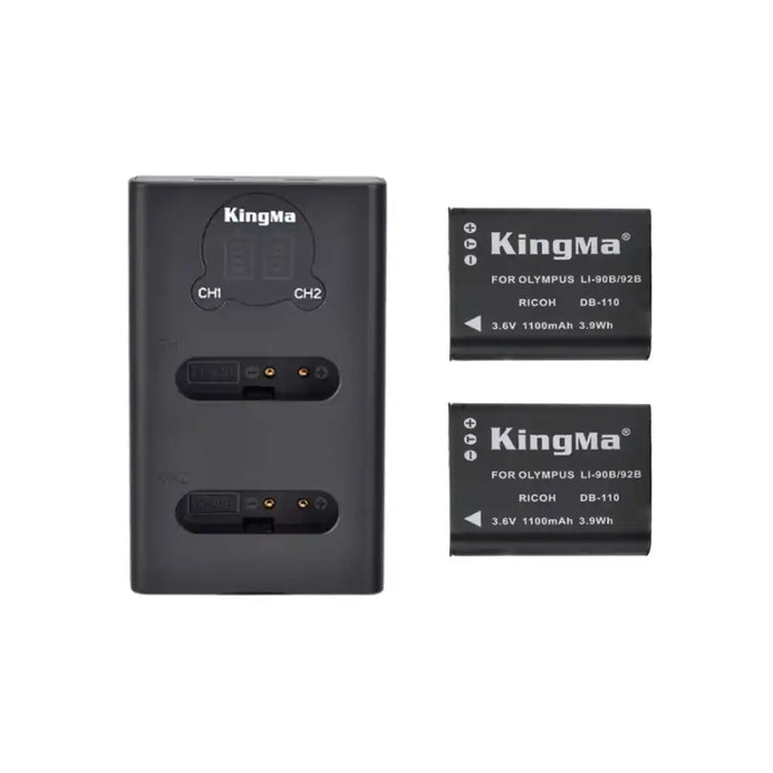 KingMa Li90B & Li92B Set | Olympus | 1100mAh Battery | Dual Charger - 1