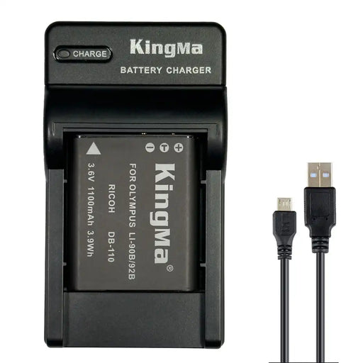 KingMa Li90B & Li92B Set | Olympus | 1100mAh Battery | Single Charger | LED - 1