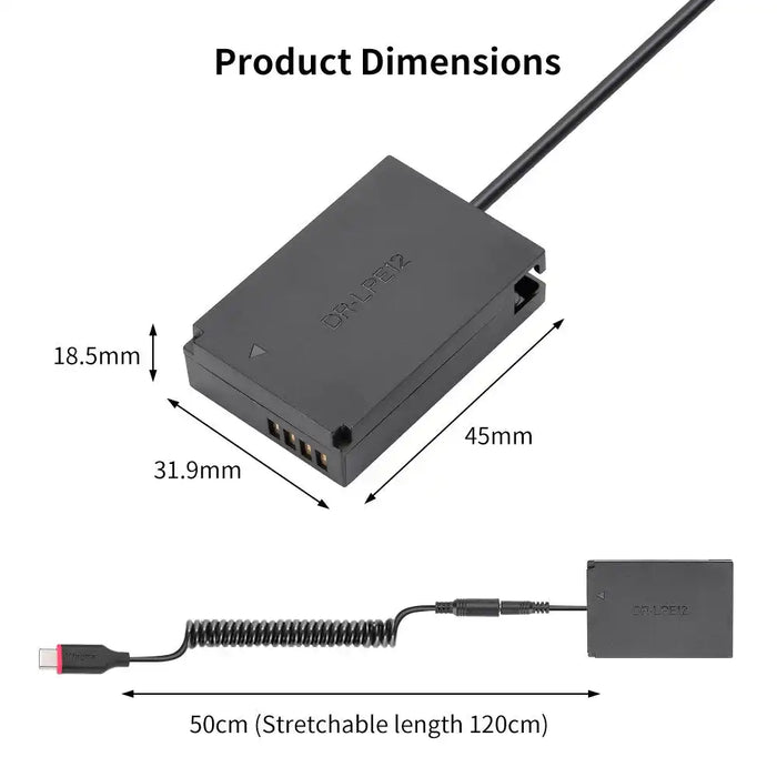 KingMa LP-E12 | Canon | Dummy Battery | USB Type-C - 3