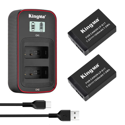 KingMa LP-E17 Set | Canon | 1040mAh Battery | Dual Charger | LCD - 1