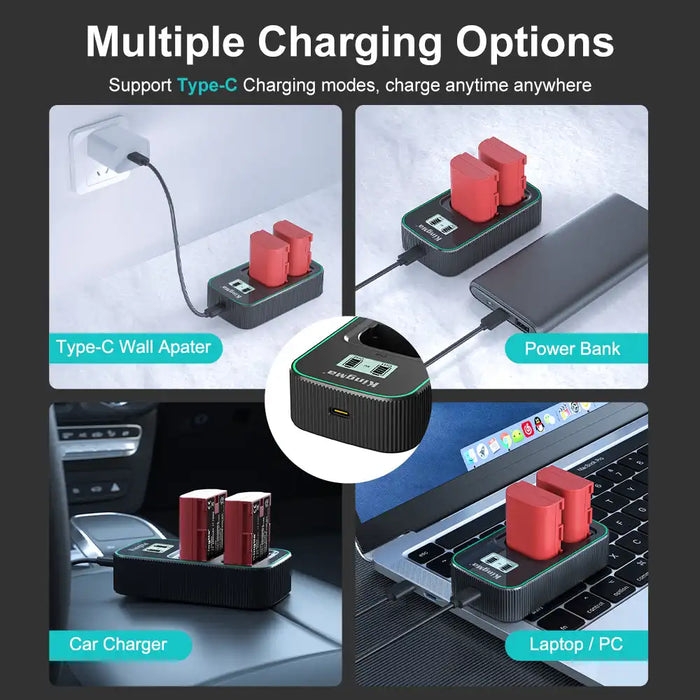 KingMa LP-E6NH Fast Charger | Canon | Dual Slot | LCD - 5