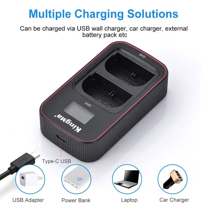 KingMa LP-E6NH Set | Canon | 2000mAh Battery | Dual Charger | LCD - 6