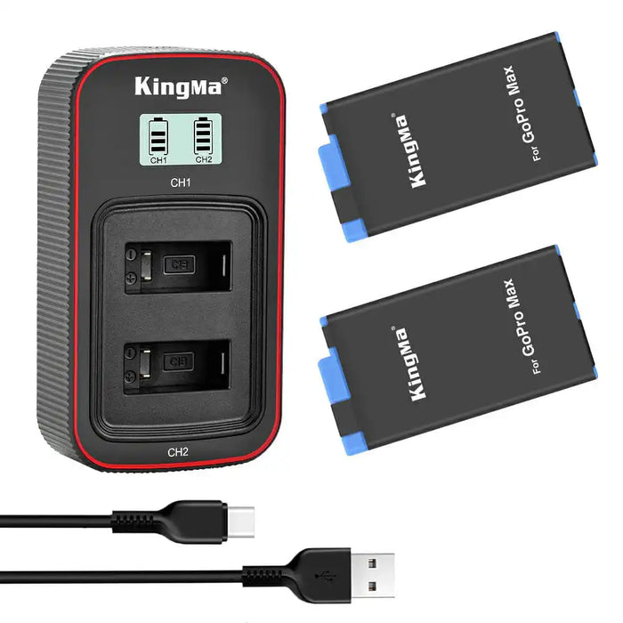 KingMa Max Set | GoPro | 1400mAh Battery | Dual Charger | LCD - 1