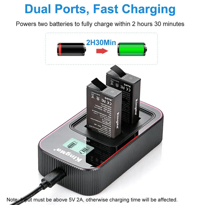 KingMa Max Set | GoPro | 1400mAh Battery | Dual Charger | LCD - 3