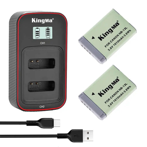 KingMa NB-13L Set | Canon | 1010mAh Battery | Dual Charger | LCD - 1