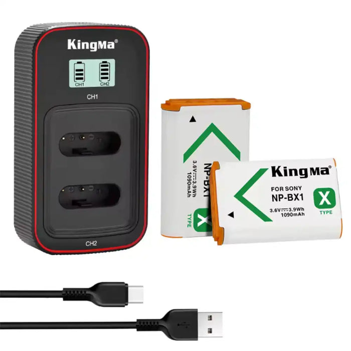 KingMa NP-BX1 Set | Sony | 1090mAh Battery | Dual Charger | LCD - 1