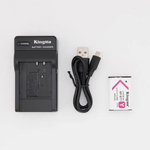 KingMa NP-BY1 Set | Sony | 640mAh Battery | Single Charger | LED - 1