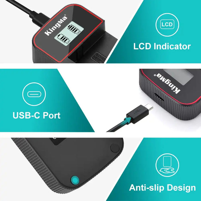 KingMa NP-F550 Charger | Sony | Dual Slot | LCD - 5