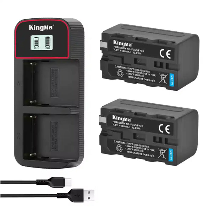 KingMa NP-F750 Set | Sony | 4400mAh Battery | Dual Charger | LCD - 1