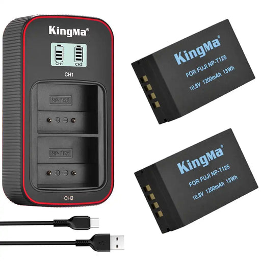 KingMa NP-T125 Set | Fujifilm | 1200mAh Battery | Dual Charger | LCD - 1