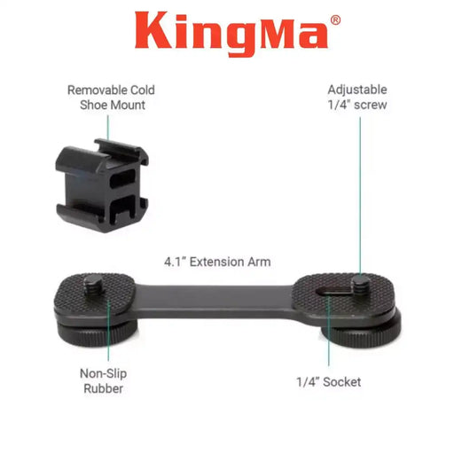 KingMa VL004 Extension Bracket | 3 Cold-shoe Interfaces | 1/4’’ Screw Mount - 2