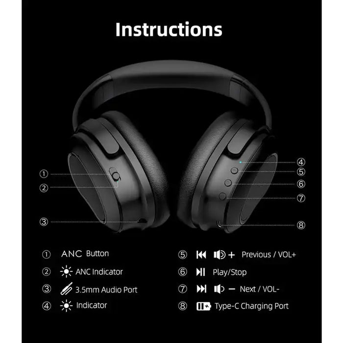 H1 Active Noise Cancelling Wireless Headset - 5