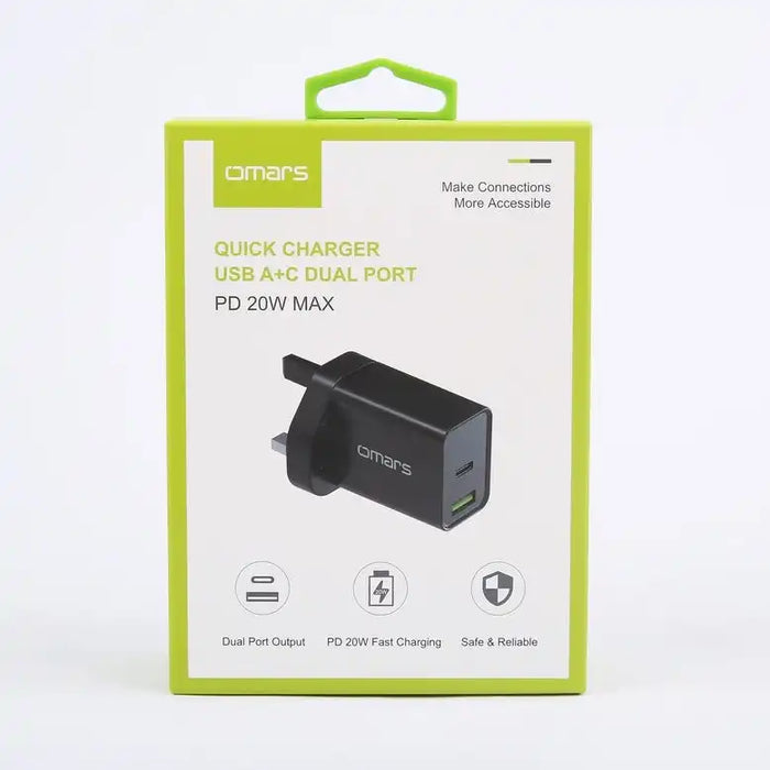 Quick Charger USB A + C Dual Port | 20W - 6