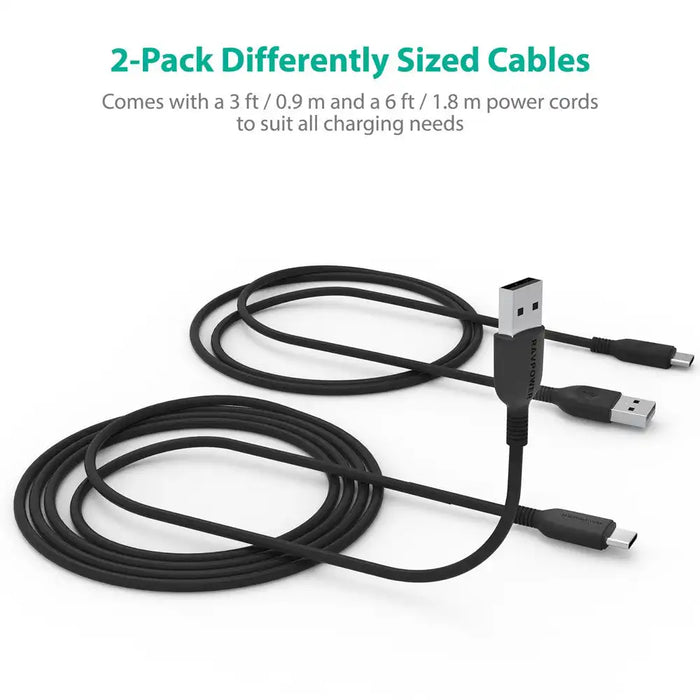 USB-A to USB-C Data Sync and Fast Charging Cable | 2pcs - 3